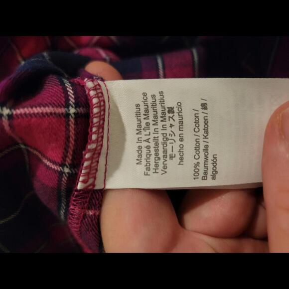 J Crew XS pink & blue plaid pullover flannel shirt - Picture 4 of 5
